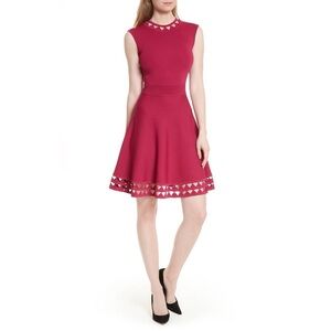 Ted Baker London Kathryn Cut Out Detail Elegant Sleeveless Pink Skater Dress